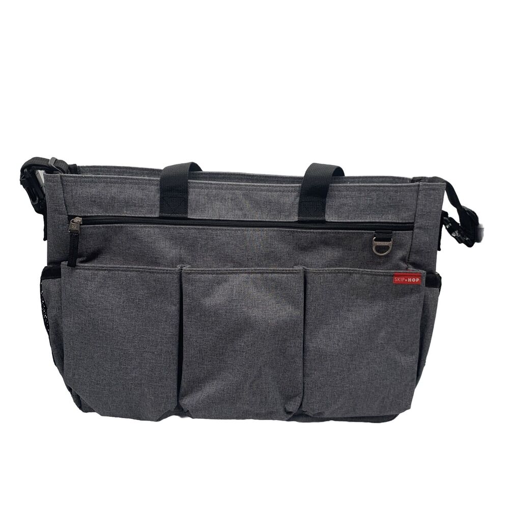 Skip Hop Duo Double Strap Heather Gray Diaper Bag 16 Pocket Read